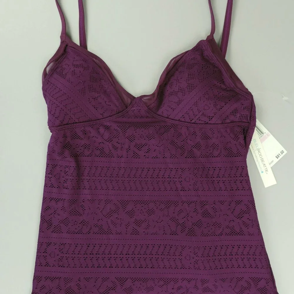 BLEU ROD BEATTIE Tankini 2 Pc Wine Sz 10 NWT - Picture 2 of 5